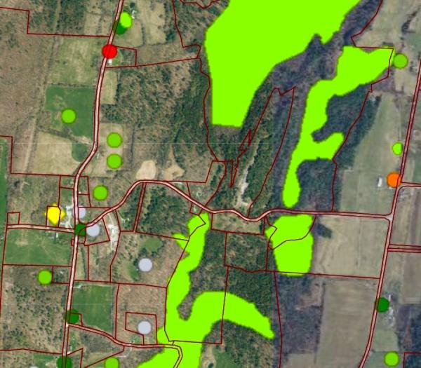 Aerial photo with mapping overlay